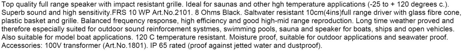 רמקול VISATON FRS 10 WP